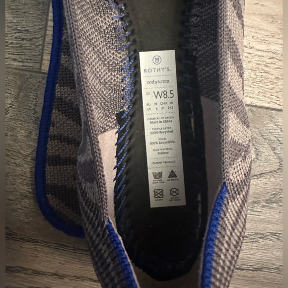 Rothy's Gray Zebra Pointed Flats Points Size 8.5 Washable Shoes Rothys - Picture 7 of 7